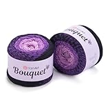 2 Knäuel, Kunststrauß, 100 % Baumwolle, 2 x 250 g, mehrfarbiges Baumwoll-Kuchengarn, Ombre mehr Weichheit, Farbverlauf, Regenbogen-Häkeln, Frühling, Sommer, hell 3, Top 5 am häufigsten verwendete