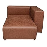 [en.casa] Sofa-Modul Suldal Longchair mit Armlehne rechts Recamiere Sofa-Element Modulares Sofa gepolstert 153 x 109 x 68 cm Wildlederimitat Couch-Element Hellbraun