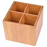 GRÄWE Bambus-Aufbewahrungsbox, Besteckhalter aus Holz mit Unterteiler, Vierfache Unterteilung, 12 × 12 x 10 cm