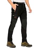 DAFENP Herren Wanderhose Skihose Wasserdicht Softshellhose Winddicht Winter Outdoorhose Snowboardhose Warm Gefüttert Trekkinghose MSKZ1662M-Black2-M
