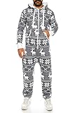 Crazy Age Herren Sternen Jumpsuit Overall Strampelanzug Sweat Latzhose Körperanzug Kapuzenpullis (5XL, Anthra (RT905))