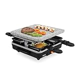Tristar Raclette-Stein – Steingrillplatte – Grillfläche 21 x 21 cm – Geeignet für vier Personen – Inklusive 4 Pfännchen – BPA-frei – RA-2745