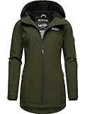 MARIKOO Damen Übergangsjacke leichte Jacke mit Kapuze Honigbeere Olive Gr. L