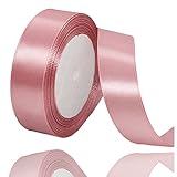 Geschenkband Roségold 25mm Breit, 23 Meters Satinband Rose Rosa Geschenkbänder Stoff Schleifenband Dekoband zum Geschenkverpackung, Bastelarbeiten, Geburtstag und Hochzeitsdekoration