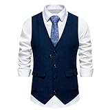 LinRim Herren Anzug Weste Slim Fit Formelle Business Smoking Mantel Herren Weste Anzugweste Slim fit V-Ausschnitt Ärmellose mit Knöpfen Gilet Business Formelle Weste Männer Blazer für Hochzeit