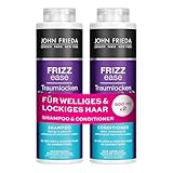 John Frieda Traumlocken Shampoo/Conditioner Vorteils-Set - Inhalt: 1x Shampoo 500ml & 1x Conditioner 500 ml - Nachfüllbar - Frizz Ease Serie - Für lockiges & welliges Haar
