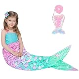 WERNNSAI Meerjungfrauen Schwanz Decke für Kinder Mädchen - Weiche Meerjungfrauen Decke mit Pailletten Portemonnaie Flanell Mermaid Blanket für Teenager Geschenk zum Geburtstag (Rosa & Grün)