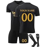 Fussball Trikot Kinder 2024/2025 Heim/Auswärts Trikot Personalisiert Trainingsset mit Namen und Nummer inklusive T-Shirt Shorts Socken Geschenkidee für Jungen und Fußballfans