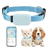 FLITI GPS Tracker Katze, Wasserdicht Bluetooth Haustier Locator, GPS Ortung mit verstellbarem Halsband, Lange Batterielaufzeit, Kompatibel mit iOS und Android, ohne ABO, für Hunde & Katzen (Blau)