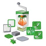 Genius Nicer Dicer Julietti Spiralschneider 13-tlg - Zoodle Maker + Würfelschneider in einem Set für Spiralen und Würfel | enthält 7 Schneideinsätze & Auffangbehälter 1200ml, Grün