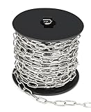 15M Edelstahlkette, 1.5mm hängende Kette, Jack Chain, Metallketten sind anpassbar für hängende Vogelfütterer/Hundeleinen/Schilder & DIY Projekte (1.5mm mit Spule)