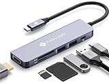 NOVOO USB C Hub 4K HDMI USB C Adapter Docking Station mit 100W PD,4K HDMI,2 USB-A 3.0 Datenanschlüssen, SD/TF für MacBook Pro/Air M1 M2 Dell Surface Lenovo Hp und mehr Typ C Geräten