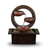 Zen'Light Zimmerbrunnen Zen Terai, originelle Innendekoration, natürlicher Wasserfluss, mehrfarbige LED-Beleuchtung, leise, L 17 x B 21 x H 25 cm, Braun