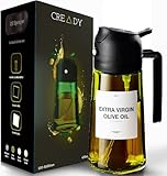 CREADY | Ölsprüher Für Speiseöl -470ml Olivenöl Flasche | 2-in-1 Ölspender und Ölsprüher | Öl Sprühflasche, Ölspray Zum Kochen | Olivenölsprüher für Salat | Olivenöl Spray | Sprühflasche für Speiseöl