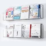 Zeitungsständer Zeitschriftenregal 1 2 3 Pack Zeitschriftenhalter Regal Wandmontage Acryl, Klarer Broschürenständer Bücherregal Rekord-Comic-Literatur-Display-Ständer Organizer Für Heimbüro, Lang 60