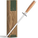 WALDWERK Premium Wetzstahl - Messerschärfer aus gehärtetem Stahl und mit edlem Holzgriff - 100% plastikfreier Wetzstahl für Messer - hochwertiger Messerschleifer - Messer schärfen wie ein Profi