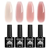 TOMICCA UV Nagellack Rosa Set, 4 Farben Gel Nagellack Für UV Lampe Soak-Off UV/LED Pink Serie, für Nagelstudio DIY Home, 8ML