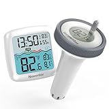 Newentor PoolThermometer - Funk Wasserthermometer Schwimmend– Aufgerüstete IPX8 Wasserdicht – Verbesserter Antennen - Turbo für 100m Reichweite durch Wände – Für Pool, Whirlpool und Aquarium-Weiß