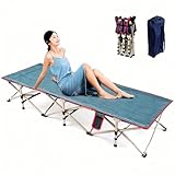 Großes Klappbett für Eine Person, Faltbares Bett mit Atmungsaktivem Stoff, Campingbetten für Draußen, Camping Bed, Unterstützt Erwachsene Bis zu 350lbs, Ideal zum Faulenzen, Erhöhtes