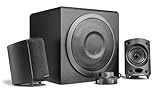 Wavemaster MOODY 2.1 Lautsprecher System (65 Watt) Aktiv-Boxen Nutzung für TV/Tablet/Smartphone/PC schwarz (66202)