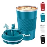 Pameil Thermobecher Kaffeebecher to go 380ml Edelstahl Kaffee to go Becher Thermo, Vakuum auslaufsicher Isolierbecher mit Deckel, Autobecher doppelwandig (Blau)