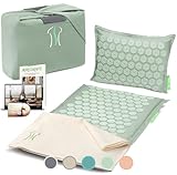 BACKLAXX ® Akupressurmatte mit Kissen, Tuch und Tasche, Akupunktur Matte mit Stacheln zur Massage und Entspannung von Nacken und Schulter, Massagematte Rücken (gletschermint) zur Akupressur