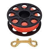 WIHFHGZ Taucherkabelaufwickler 30M, Fluoreszierendes Orange, Mini Schnur Organizer - Leichtes Kunststoffdesign, Korrosionsbeständiger Messingclip, Ideal für Tauchen und Höhlentauchen (Schwarz)