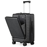 TANTOMI Handgepäck Koffer mit Laptopfach, 20 Zoll Hartschalenkoffer, Leichter ABS-Rollkoffer, Reisekoffer mit 4×360°-Rollen, TSA-Schloss (Schwarz, 41L)
