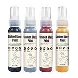 Allony Window Color Konturenfarbe, Glass Paint, Window Color Set Kontur, für Fensterbilder auf Spiegelfliesen Andere Glatte Oberflächen(Gold, Silber, Schwarz、Bronze) - 4 * 60ML