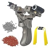 HIULLEN Steinschleuder Profi Für Jagd, Zwille Steinschleuder, Schleuder Set mit 3 Gummibändern 300 Stahlkugeln 300 Tonkugeln, Steinschleuder Gummi Sport Outdoor Slingshot Katapult für Anfänger Profis