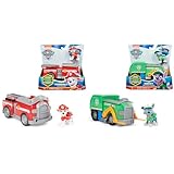 PAW PATROL, Feuerwehr-Auto mit Marshall-Figur & Recycling-Truck mit Rocky-Figur (Sustainable Basic Vehicle/Basis Fahrzeug), Spielzeug für Kinder ab 3 Jahren