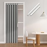 Jilron Türvorhang Ohne Bohren: Einfache Montage Mit Teleskopstange & Magnetischem Verschluss – Schutz Der Privatsphäre Im Raum (Grau-H201 x B130 cm)