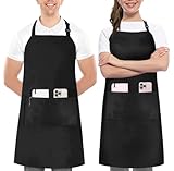 Utopia Kitchen 2er Pack Unisex Grillschürze mit geräumigen Taschen Verstellbare Latzschürzen für Männer und Frauen ideal für Köche Kochen Grillen und Backen Schwarz