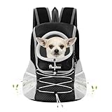 Pawaboo Haustier Rucksack Hund Tragetasche für Kleine Mittelgroße Hunde und Katzen, Atmungsaktiv und Bequem Haustier Tragbar Reisetasche mit Hiking Travel Outdoors, Schwarz S