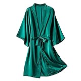 Satin-Nachthemd für Damen – Sexy Damen-Bademantel, Morgenmantel, Satin, Nachthemd, halbe Ärmel, Nachtbademantel, Brautmantel, Lounge-Bademantel für Damen, Nachtwäsche, Damen-Pyjama, Damen-Bademantel