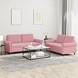 Qnhdfrt 2er Sofa Garnitur Rosa Samt 2X Zweisitzer 152 & 172 cm Breit Bequeme Polsterung Robuster Metallrahmen Modernes Design für Wohnzimmer Jugendzimmer Balkon