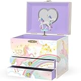 Musikalisches Einhorn-Schmuckkästchen für Mädchen – Kinderspieluhr mit drehendem Einhorn, Einhorn-Geburtstagsgeschenke für kleine Mädchen, Schmuckkästchen, 17,1 x 13,3 x 15,2 cm – Alter 3–10
