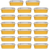 VOSAREA 20 Stück Alufolienpfannen 750 ml Quadratische Einweg Lebensmittelbehälter aus Hitzebeständigem Aluminium Warmhalte und Dampfgarbehälter für Toasterofen