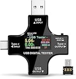 USB-Multimeter, 2-in-1 Multifunktionstester, Typ C, LCD-Digital-Multimeter, Spannung, Strom, Leistung, Temperatur, Laufzeitsensor, OTG-Adapter enthalten