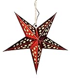 Weihnachtsstern Ø 43 cm Papier-Stern LED Weihnachtsbeleuchtung Weihnachtsdeko (Rot)
