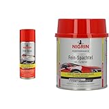 NIGRIN Zinkspray, 400 ml & Performance Fein-Spachtel, härtet ohne Rissbildung, glättet Kratzer und Unebenheiten, 245 g inkl. 5 g Härter