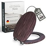 Wc Sitz mit Absenkautomatik Holz (MDF) - bombenfester Halt des toilettendeckel holz durch Spezialscharniere - Klodeckel Holzkern + PVC-Beschichtung für sehr bequemes und hygienisches Sitzen