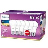 Philips LED Classic E27 Lampen 6-er Pack (100 W), matte LED Lampen mit warmweißem Licht, energiesparende LED Beleuchtung mit langer Nutzlebensdauer