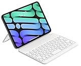 HOU Tastatur Hülle für iPad Mini 7. Generation 2024, Ultra Slim Wireless Tastatur Nur 210g, Magnetische Tastatur Hülle Kompatibel mit iPad Mini 6 (8.3), Weiß, QWERTZ