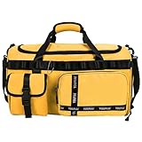 AUNGKWANG Reisetasche Damen Herren, 65L Wasserabweisende Sporttasche, Large Capacity Reise Tasche Gym Bag, mit Schuhfach und Nassfach, für Reisen, Fitness, Sport, Gelb