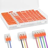 Kabelverbinder, 75 Stück Kabelklemmen Elektro Lüsterklemmen mit Betätigungshebel, Sortiment 221-412/221-413/221-415, 4mm² Leiter Klemme, Elektrische Anschlussblöcke, Verbindungsklemme für Feste Kabe