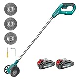 Akku-Fugenreiniger für Makita 18V, 800W Fugenbürste Unkraut Elektrisch, Softgriff, Spritzschutz, Führungsrad, 1x Fugenbürste Metall und 2x Nylon, von Fliesen, Terrassenplatten (2 * 3000mAh Akkus)