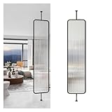 QINGYAN Raumteilerplatte, Moderne Sichtschutzwände Mit Gehärtetem Glas Und Eisenrahmen, Freistehende Trennwand Vom Boden Bis Zur Decke for Das Dekorative Home Office(35X120CM)