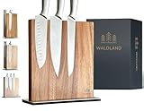 WALDLAND Premium Messerblock ohne Messer – Messerblock magnetisch aus edlem und robustem Akazienholz I Messerhalter magnetisch für Messer I magnetischer Messerhalter I Holzblock