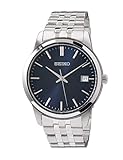 Seiko Herren-Uhr Quarz Edelstahl mit Edelstahlband SUR399P1, Blau